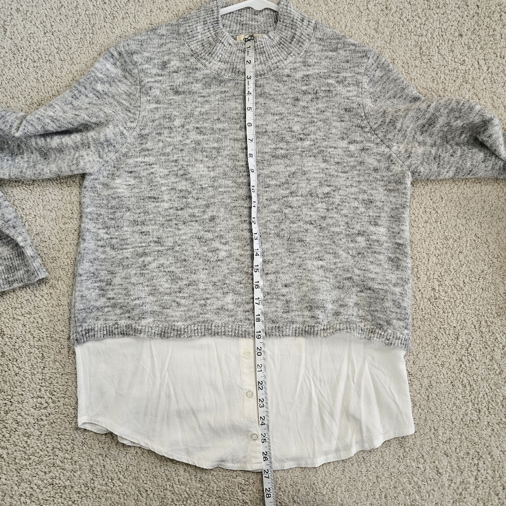 Jessica Simpson Sweater Heathered Gray Layered Look Mock Neck Womens L - Picture 6 of 8